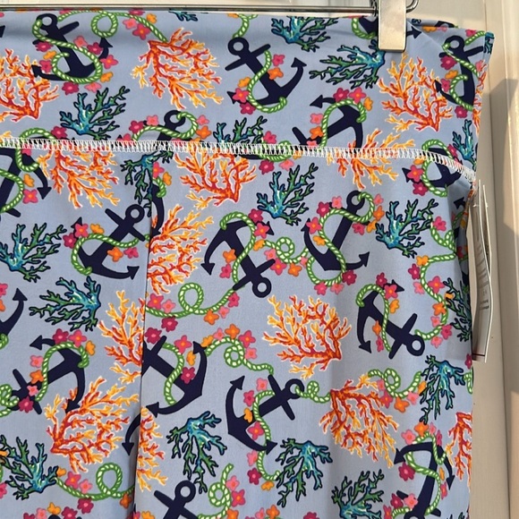 NWT Southwind Apparel Nylon & Spandex Light Blue Floral Wide Leg Palazzo Pants M - Picture 7 of 9